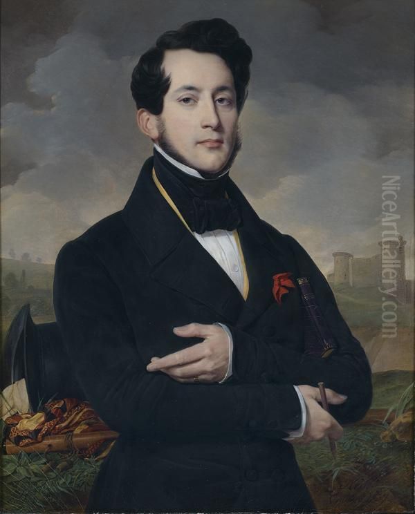 Portrait D'eugene Guyot, Sous-prefet De Vendome Oil Painting by Alexandre-Jean-Baptiste Hesse