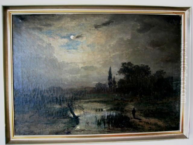 Mondnacht Oil Painting by Georg H. Hesse