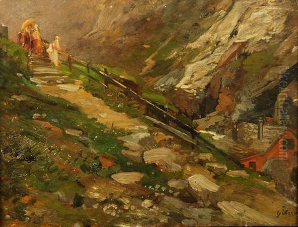 Paesaggio Con Figure Oil Painting by Georg H. Hesse