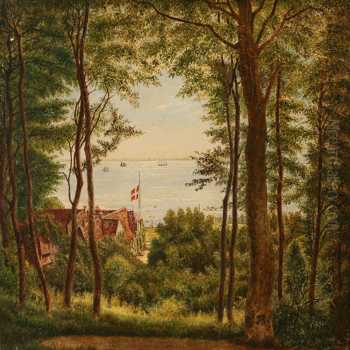 Summer Idyll From Snekkersten, Denmark Oil Painting by Christian Frederik Hetsch