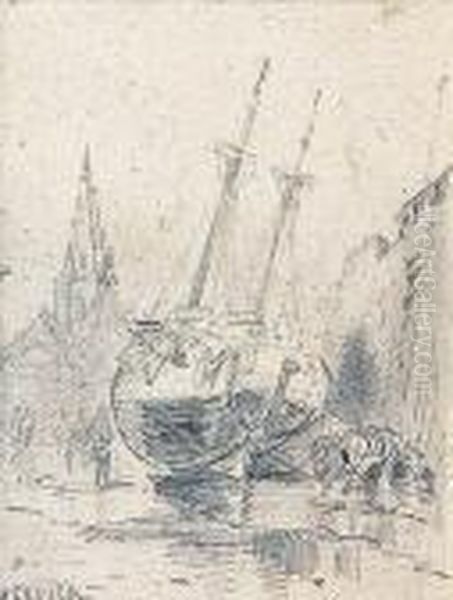 Blick Uber Die Lombardsbrucke Zur Esplanade Oil Painting by Wilhelm Heuer