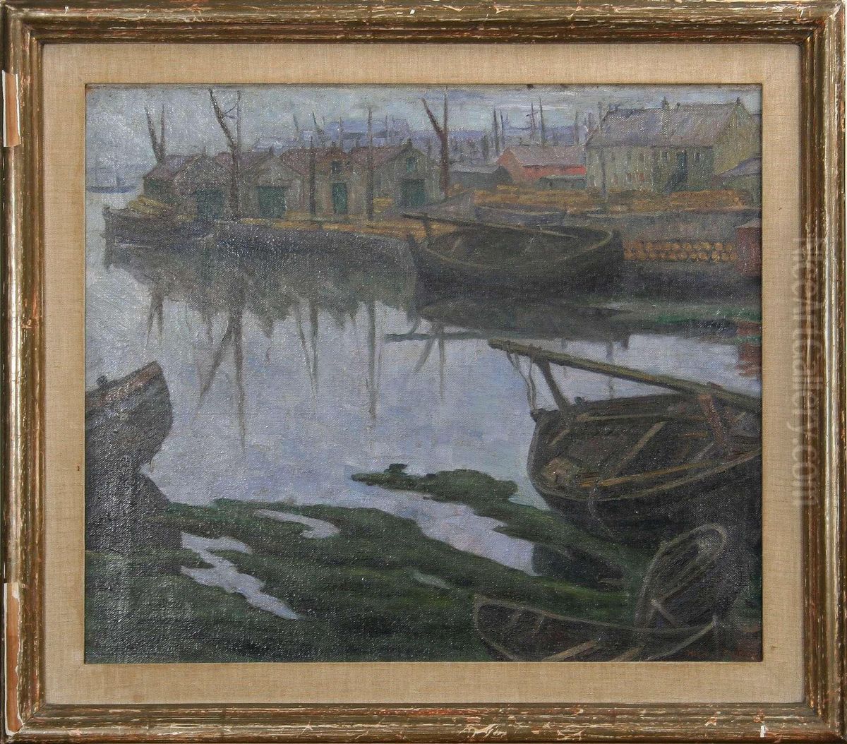 Hamnmotiv Oil Painting by Hilda Heyman