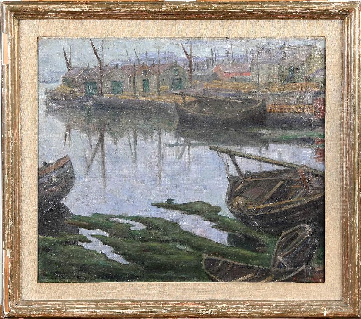 Hamnmotiv, Signerad Hilda Heyman Oil Painting by Hilda Heyman