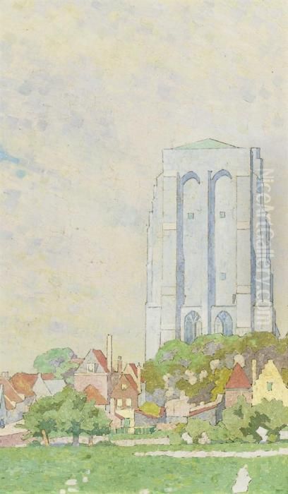 A View Of The St. Lievensmonstertoren, Zierikzee In Summer Oil Painting by Jan Heyse