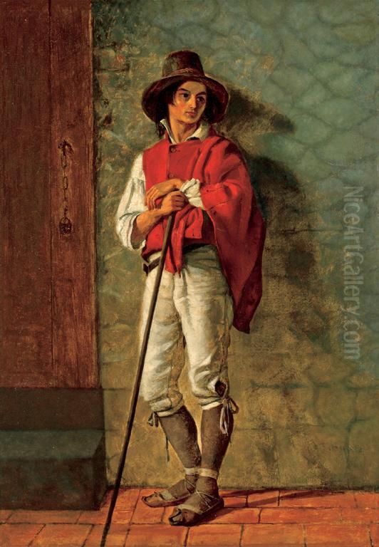Italian Peasant Oil Painting by Thomas Hicks