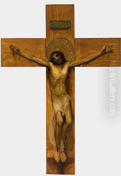 Cristo Crucificado Oil Painting by Rafael Hidalgo De Caviedes