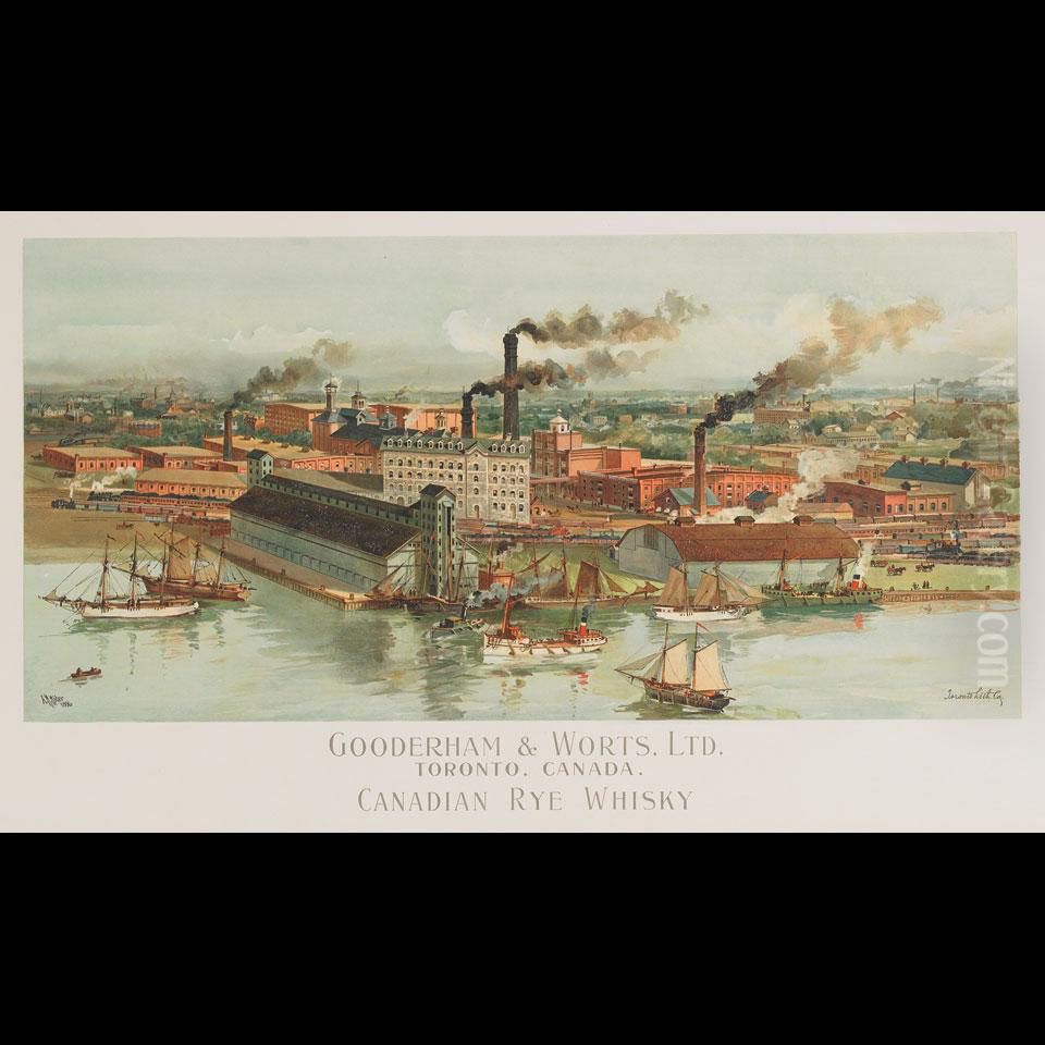 Gooderham & Worts Ltd., Toronto, Canadian Ryewhiskey Oil Painting by Arthur H. Hider