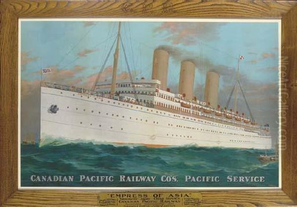 The Canadian Pacific Railway Co's Empress Of Asia Oil Painting by Arthur H. Hider