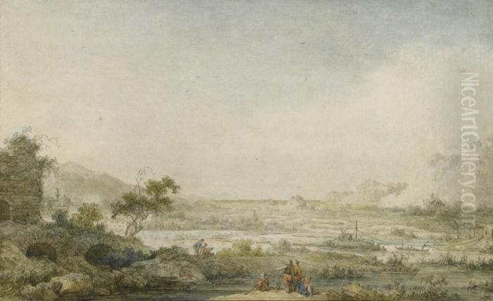 The Ruins Of Miletus And The Maeander Valley Oil Painting by Jean-Baptiste Hilaire