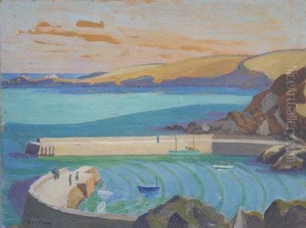 The Outer Harbour, Mevagissey. Oil Painting by Philip Maurice Hill