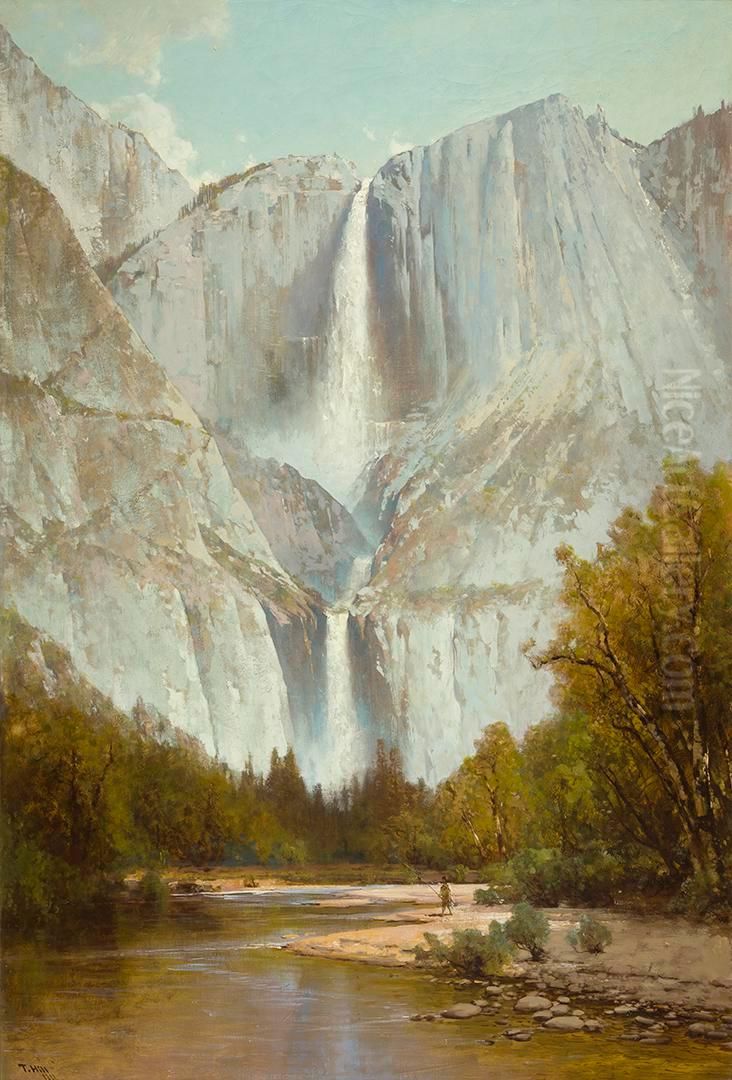 Yosemite Falls Oil Painting by Thomas Hill