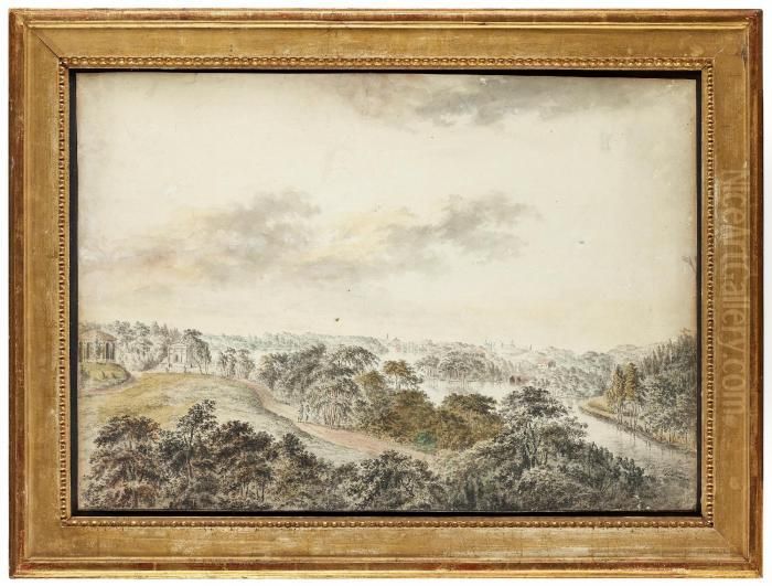 View Over Brunnsviken In The Haga Park Oil Painting by Carl Peter Hillestrom