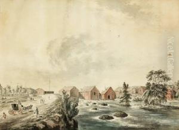 Huseby Jarnbruk Oil Painting by Carl Peter Hillestrom