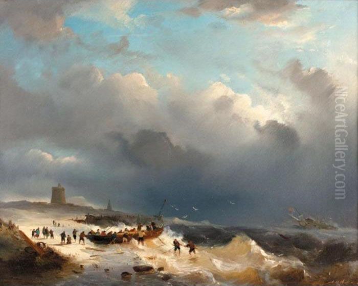 The Rescue Oil Painting by Adrianus David Hilleveld