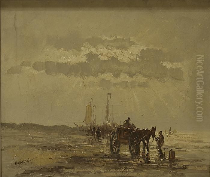 Krevettenfischer Am Ufer Oil Painting by Hermann Hirsch