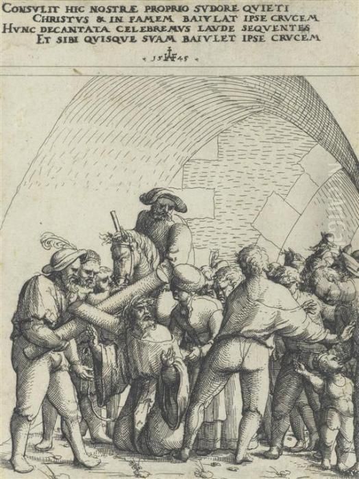 Christ Carrying The Cross Oil Painting by Augustin Hirschvogel