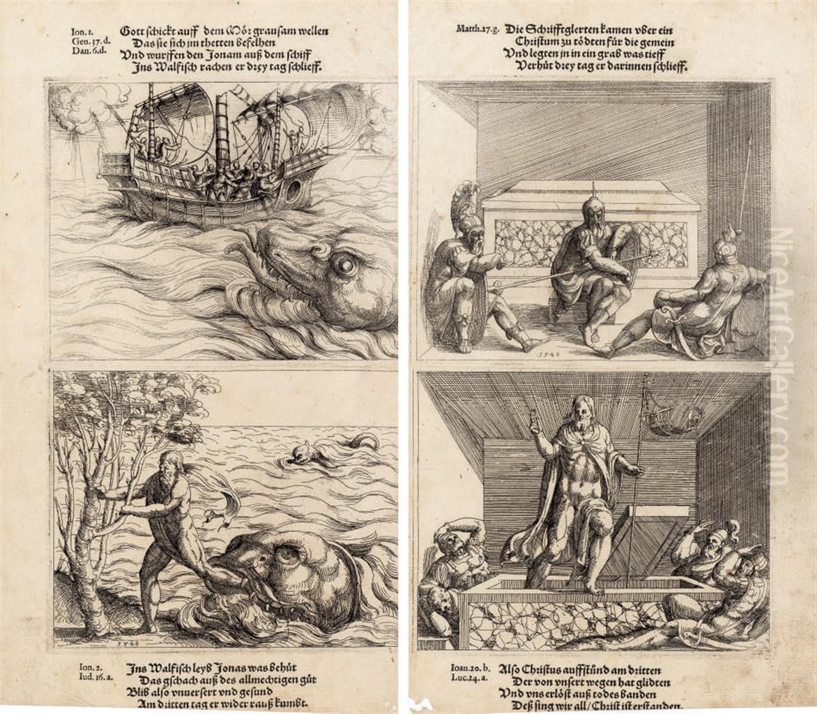 Concordantzen Alt Und News Testaments Oil Painting by Augustin Hirschvogel