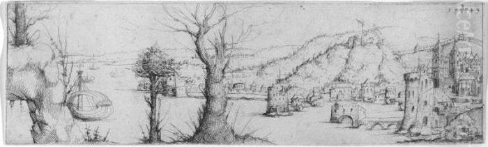 Landscape With A Lake (b. 64; Schwartz 64; Holl. 37) Oil Painting by Augustin Hirschvogel