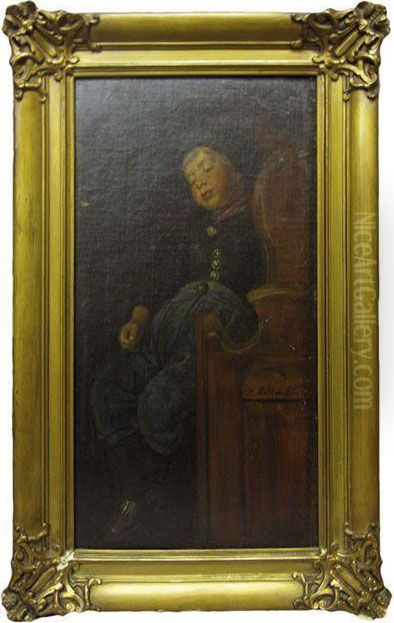 Schlafender Knabe Oil Painting by Rudolf Hirth Du Frenes
