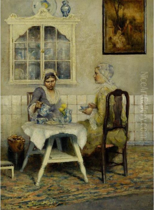 Tea For Two Oil Painting by George Hitchcock