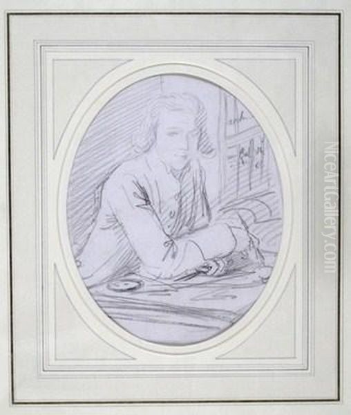 A Youth Seated At A Counting House Desk Oil Painting by William Hoare Of Bath