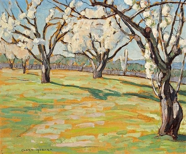 Old Cherry Trees Oil Painting by Clark Hobart