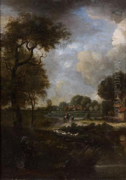 Cavalier Dans Un Paysage Oil Painting by Meindert Hobbema