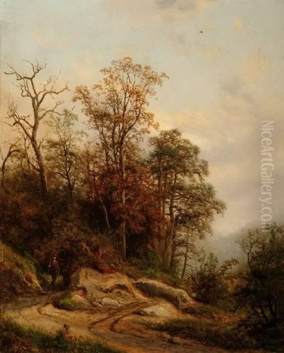 Hod . Figure On Forest Path Oil Painting by Edmund Hod