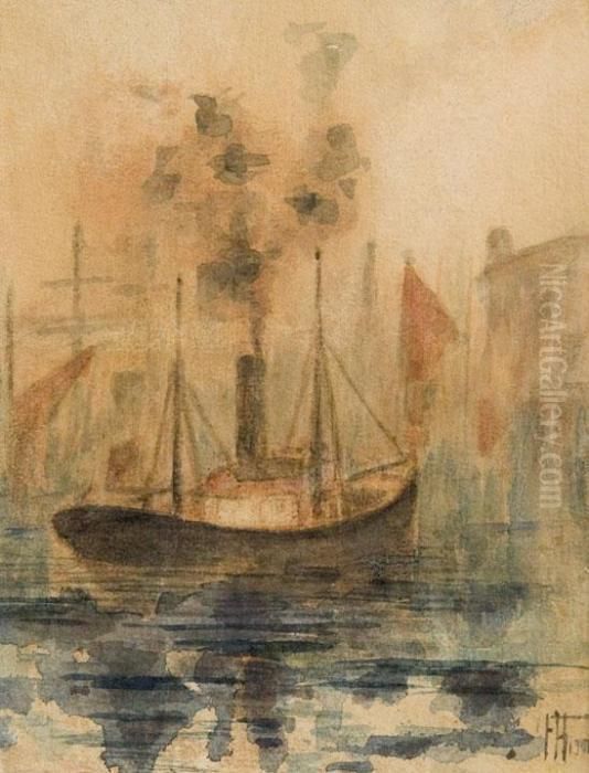 The Harbour Oil Painting by Frances Mary Hodgkins