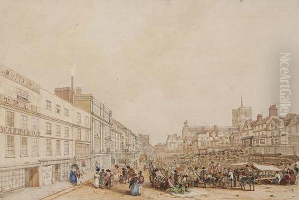 The Market Place, Norwich Oil Painting by David Hodgson
