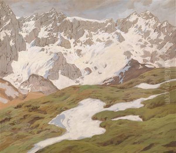 Bergkette Oil Painting by Hugo Hodina Hodiener