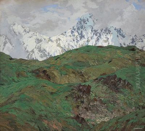 Gebirgslandschaft Oil Painting by Hugo Hodina Hodiener