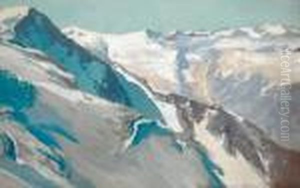 Mountain Top Oil Painting by Hugo Hodina Hodiener