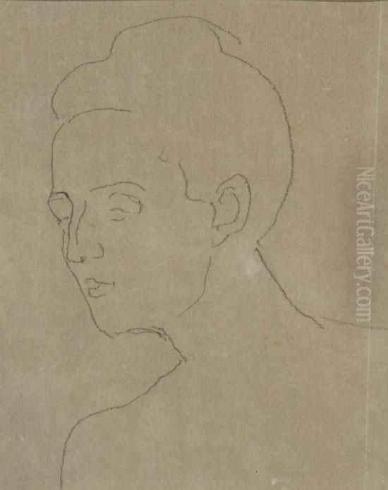 Portrait Of Berthe Hodler Oil Painting by Ferdinand Hodler