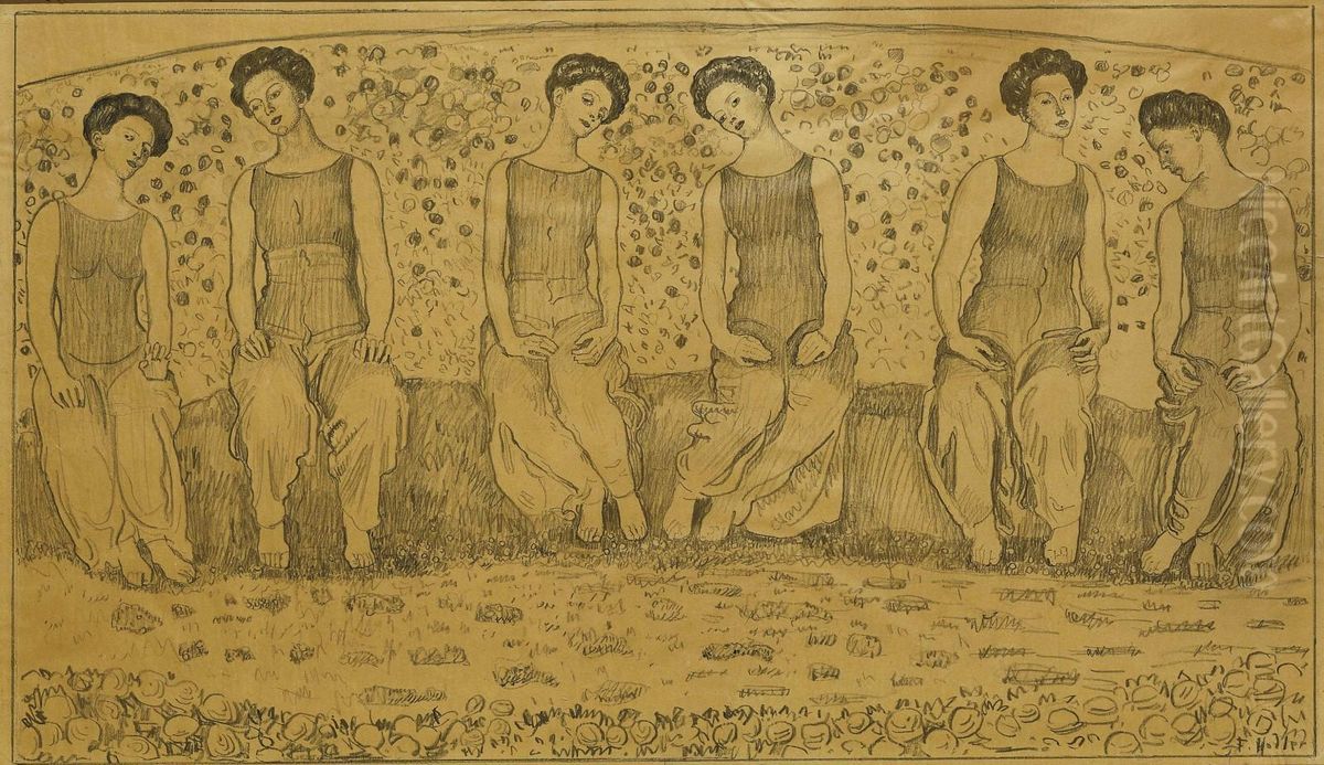 Heilige Stunde Mit Sechs Figuren Oil Painting by Ferdinand Hodler