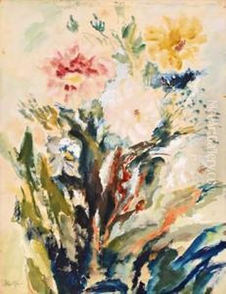 Blumenstilleben Oil Painting by Bernhard Hoetger