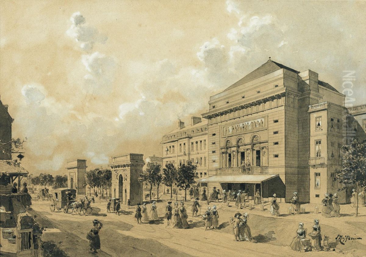 Vue De La Salle De L'opera Du Bel Air Au Xviiie Siecle Oil Painting by Theodor Josef Hubert Hoffbauer