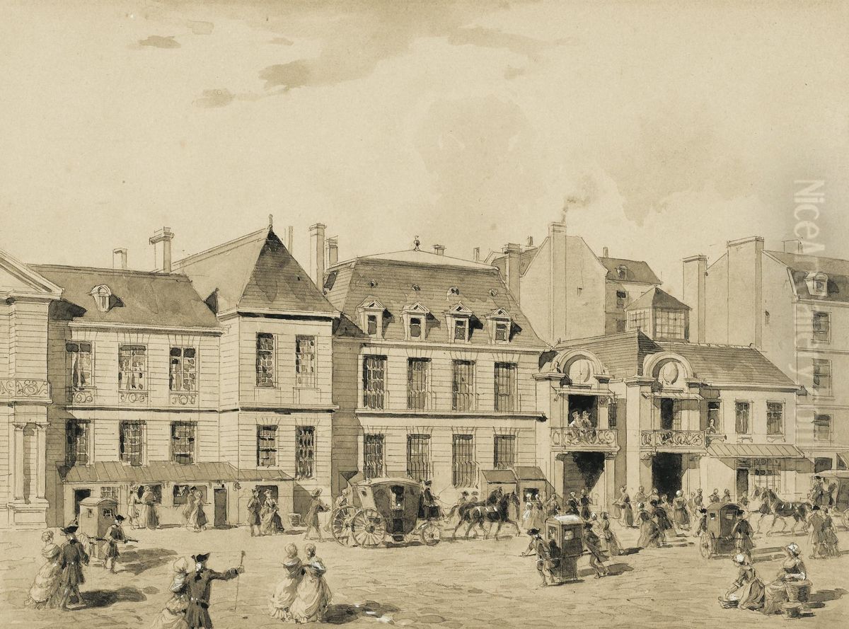 Les Grands Boulevards A Paris Au Xviiie Siecle Oil Painting by Theodor Josef Hubert Hoffbauer