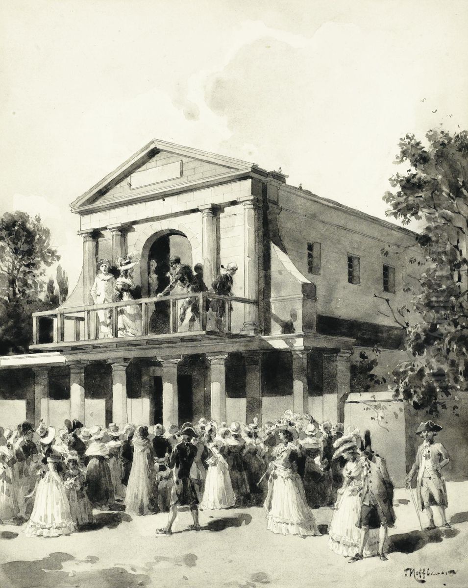 Scene De La Commedia Dell'arte Au Xviiie Siecle Oil Painting by Theodor Josef Hubert Hoffbauer