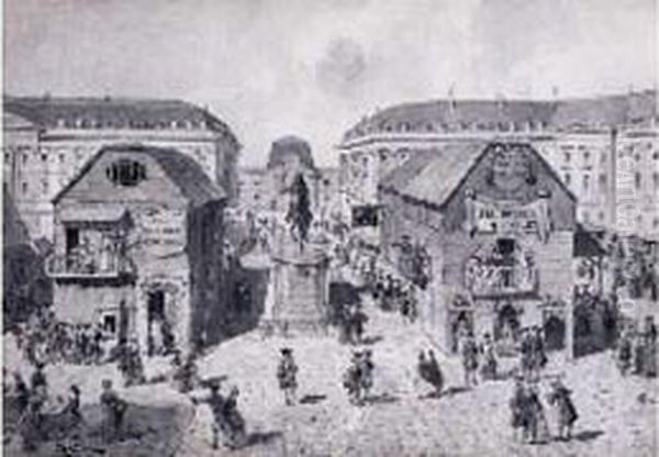 A/ Fete Foraine Sur La Place Vendome Oil Painting by Theodor Josef Hubert Hoffbauer