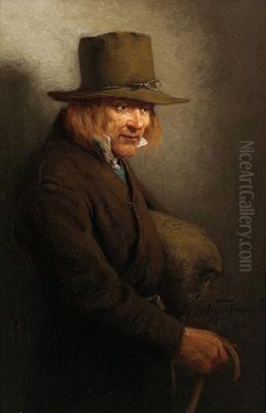 Bildnis Eines Herrn Mit Stock Oil Painting by Oskar Hoffmann