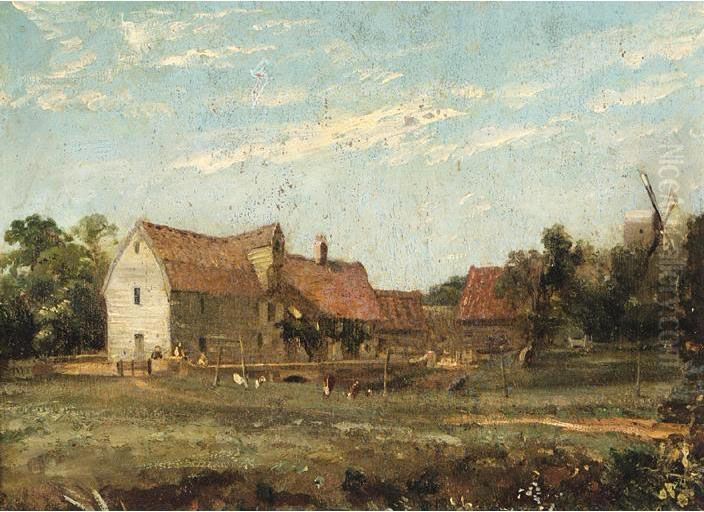 A Summer Landscape Oil Painting by Thomas Christopher Hofland