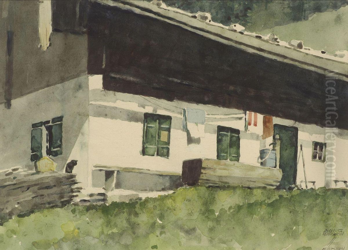 Bauernhaus Oil Painting by Ludwig Hohlwein