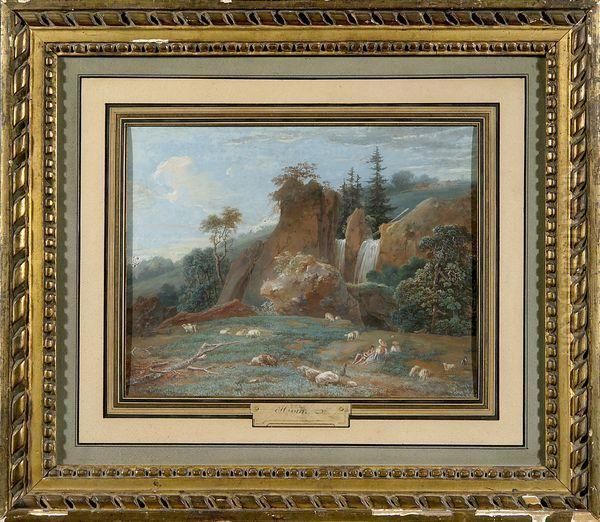 Pastorale Avec Cascade Oil Painting by Claude Jean Baptiste Hoin