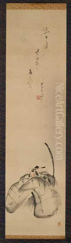 Shibaraku (scene From Kabuki) Oil Painting by Teisai Hokuba