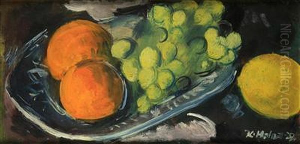 A Still Life With Oranges And A Lemon Oil Painting by Karel Holan