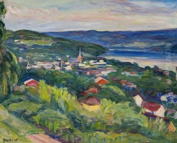 View Over Lillehammer Oil Painting by Kristen Holbo