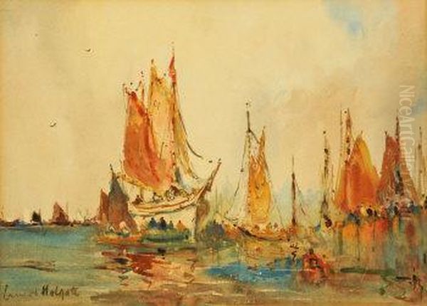 Shipping At Ostend Oil Painting by Ernest Holgate