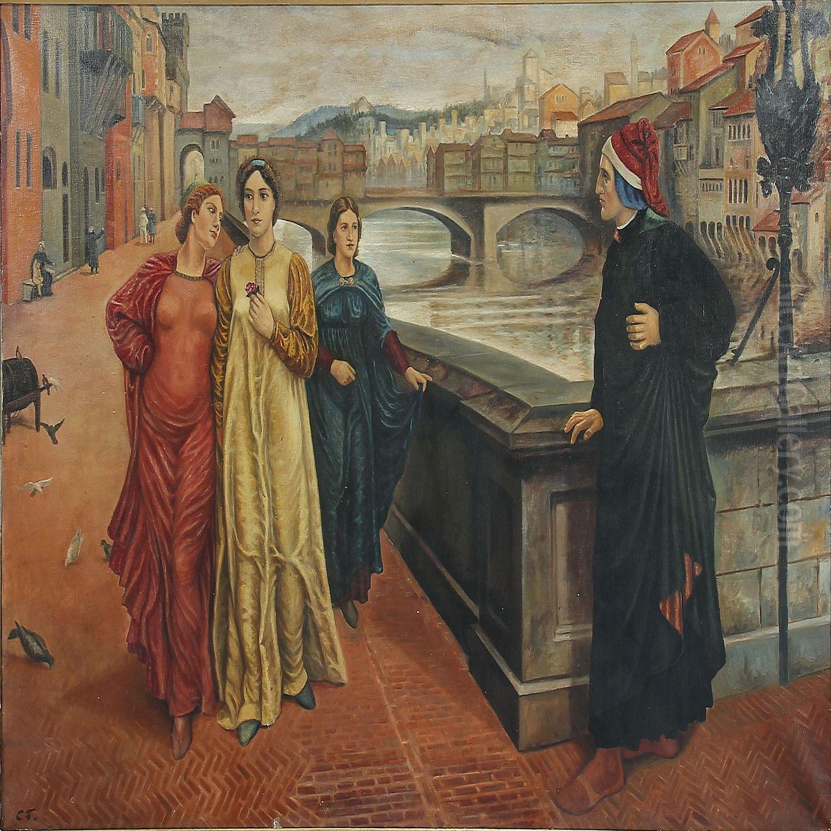 Dante And Beatrice Oil Painting by Henry Holiday
