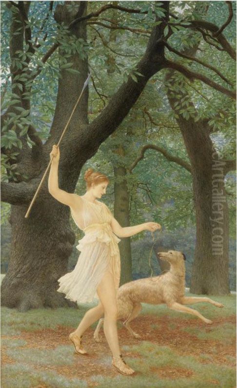 Diana Or Artemis, Queen And Huntress, Chaste And Fair (diana) Oil Painting by Henry Holiday